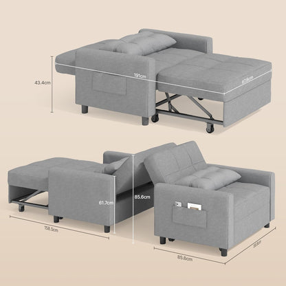 2026 Bealife Relaxsessel, Schlafsessel mit Verstellbarer Rückenlehne, Fernsehsessel, Klappbares Schlafsofa, Relaxsessel fürs Wohnzimmer,Schlafzimmer (Hellgrau)