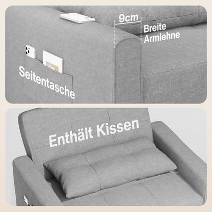 2026 Bealife Relaxsessel, Schlafsessel mit Verstellbarer Rückenlehne, Fernsehsessel, Klappbares Schlafsofa, Relaxsessel fürs Wohnzimmer,Schlafzimmer (Hellgrau)