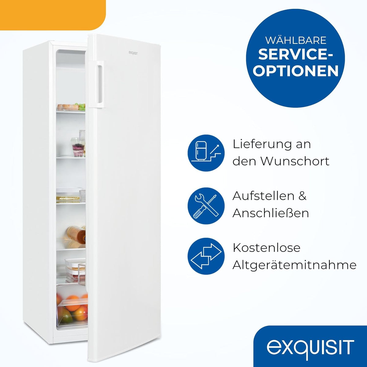 2026 Exquisit Kühlschrank ohne Gefrierfach, Großer Kühlschrank, 5 Ablagen, 242 Liter, Vollraumkühlschrank 143 cm hoch, KS5320-V-H-040E weiss