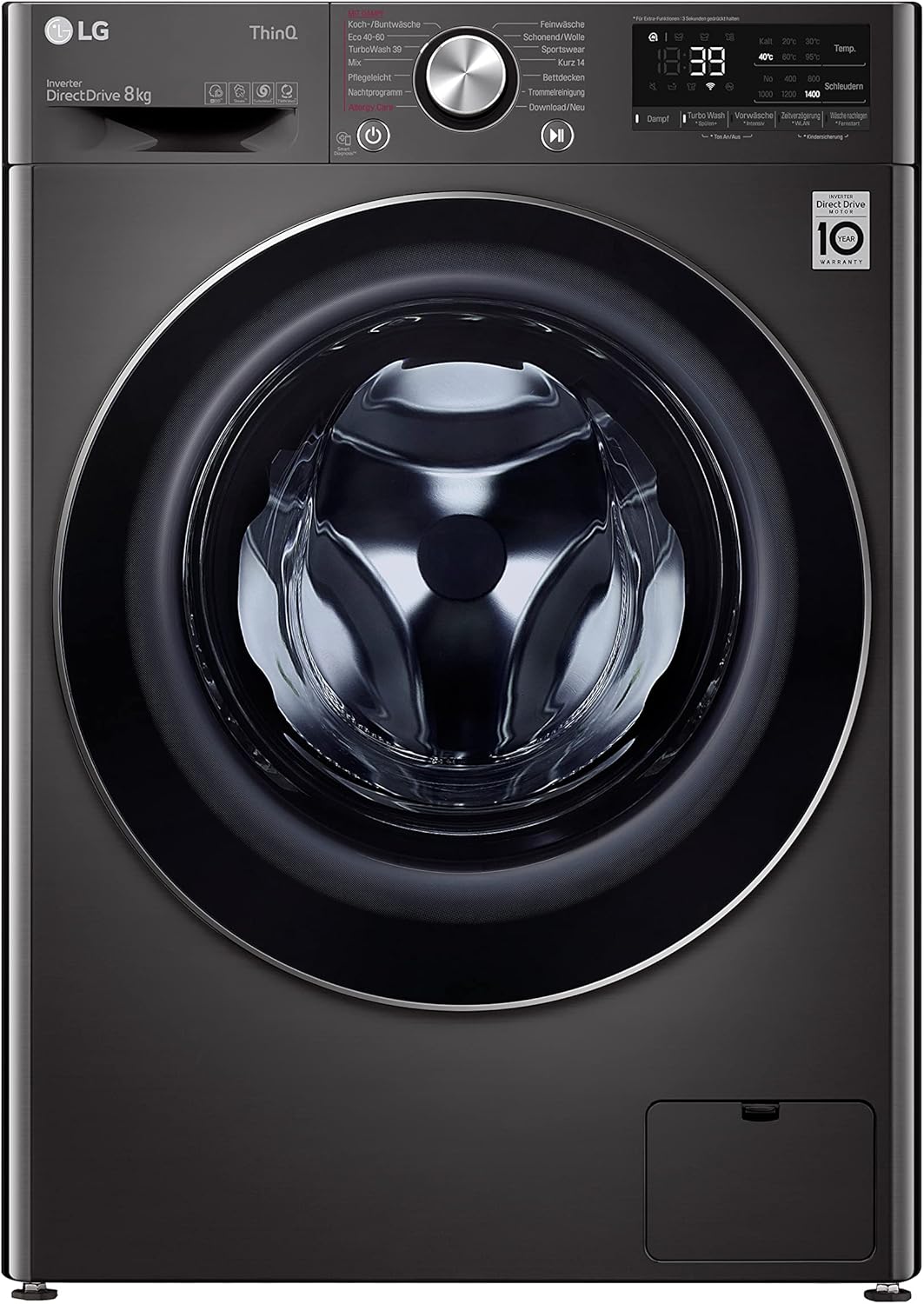 2026 LG F4WV7080, Klasse A, Frontlader-Waschmaschine 8 kg, 1400 U/Min, AI Direct Drive, Wi-Fi, Tiefenreinigung mit Dampf, Groe Kapazitt, TRIPLE A, Auentür aus Sicherheitsglas, 62 x 60 x 85 cm Wei