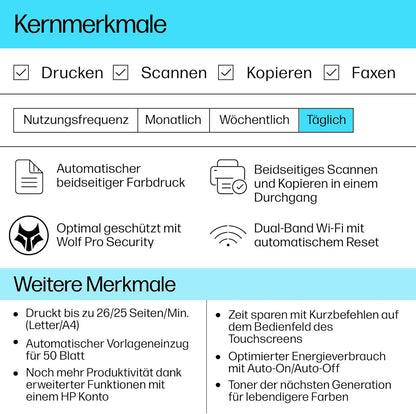 2026 HP Color LaserJet Pro MFP 3302fdwg Multifunktions-Farblaserdrucker, Fax, Automatischer beidseitiger Druck, Touchscreen, Wi-Fi, Ethernet, USB, HP Wolf Pro Security