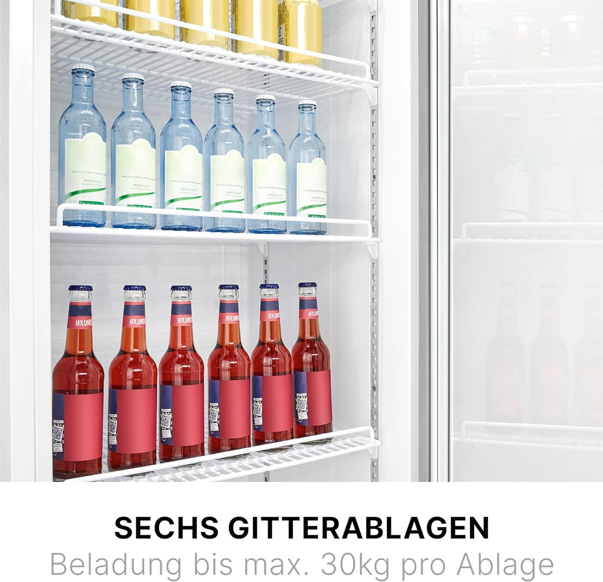 2026 Bomann Kühlschrank mit Glastür | Getränkekühlschrank abschließbar | 6 höhenverstellbare Ablagen | 30kg je Ablage | 347 Liter | Kühlschrank groß | Flaschenkühlschrank m. LED-Licht | KSG 7351 schwarz