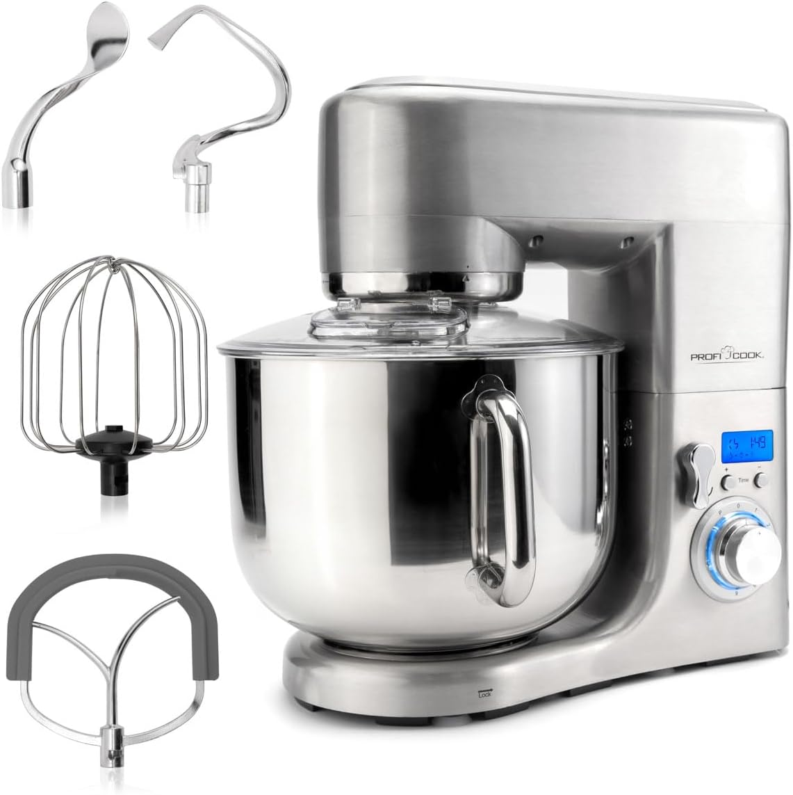 2026 ProfiCook® Küchenmaschine mit XXXL-Edelstahlschüssel | Rühgerät 10L mit 1500W Motor | Knetmaschine inkl. Haken & Schneebesen | Teigknetmaschine Spritzschutz mit Nachfüllöffnung | PC-KM 1096