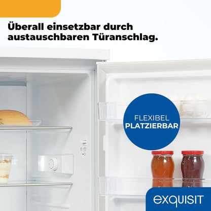2026 Exquisit Kühlschrank ohne Gefrierfach, 133 Liter, Vollraumkühlschrank freistehend, Türanschlag Wechselbar, KS516-V-H-010D weiss