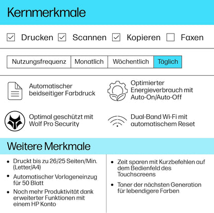 2026 HP Color LaserJet Pro MFP 3302fdwg Multifunktions-Farblaserdrucker, Fax, Automatischer beidseitiger Druck, Touchscreen, Wi-Fi, Ethernet, USB, HP Wolf Pro Security