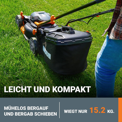 2026 WORX WG743E Akku-Rasenmäher 40V – Profi Rasenmäher mit Mulchfunktion & PowerShare Akku – Rasenmähen ohne Kabel – Ideal für Gärten bis zu 500m²