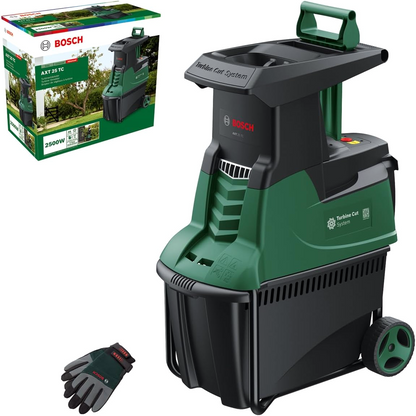 2026 Bosch Turbinenhäcksler AXT 25 TC (2.500 W; geeignet für Holz und harte Gartenabfälle; inklusive Gartenhandschuhe; integrierte Fangbox 53 l; in Karton) – Edition