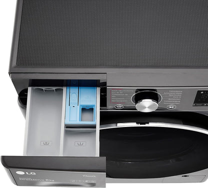 2026 LG F4WV7080, Klasse A, Frontlader-Waschmaschine 8 kg, 1400 U/Min, AI Direct Drive, Wi-Fi, Tiefenreinigung mit Dampf, Groe Kapazitt, TRIPLE A, Auentür aus Sicherheitsglas, 62 x 60 x 85 cm Wei