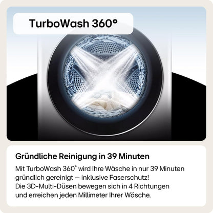 2026 LG F4WV7080, Klasse A, Frontlader-Waschmaschine 8 kg, 1400 U/Min, AI Direct Drive, Wi-Fi, Tiefenreinigung mit Dampf, Groe Kapazitt, TRIPLE A, Auentür aus Sicherheitsglas, 62 x 60 x 85 cm Wei