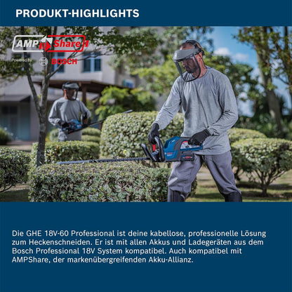 2026 Bosch Professional 18V System Akku-Heckenschere GHE 18V-60 (bürstenloser Motor, Schnittkapazität von 20 mm)