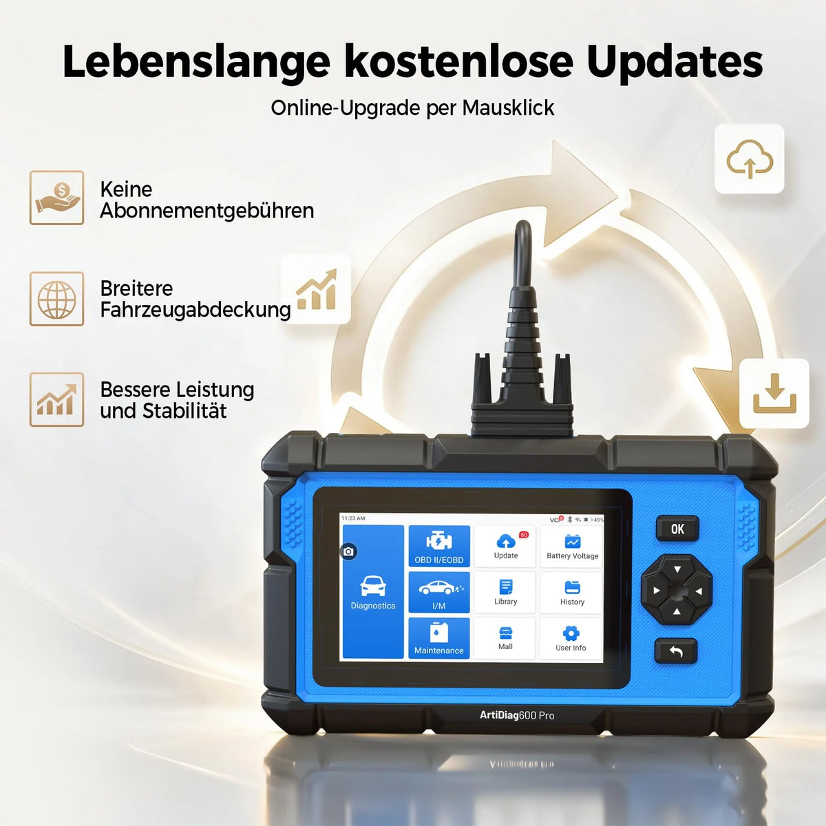 2026 ArtiDiag600 Pro universelles OBD2 Diagnosegerät mit 9 Servicefunktionen