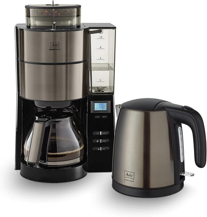 2026 Melitta AromaFresh - Filterkaffeemaschine - mit Glaskanne - integriertes Mahlwerk - Timer Funktion - 10 Tassen - Pure Black