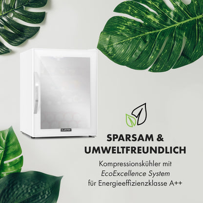 2026 Klarstein Mini Kühlschrank mit Glastür für Zimmer, Getrnkekühlschrank mit Verstellbaren Ablagen, Kleiner 80 Liter, Indoor/Outdoor Kühlschrank Leise