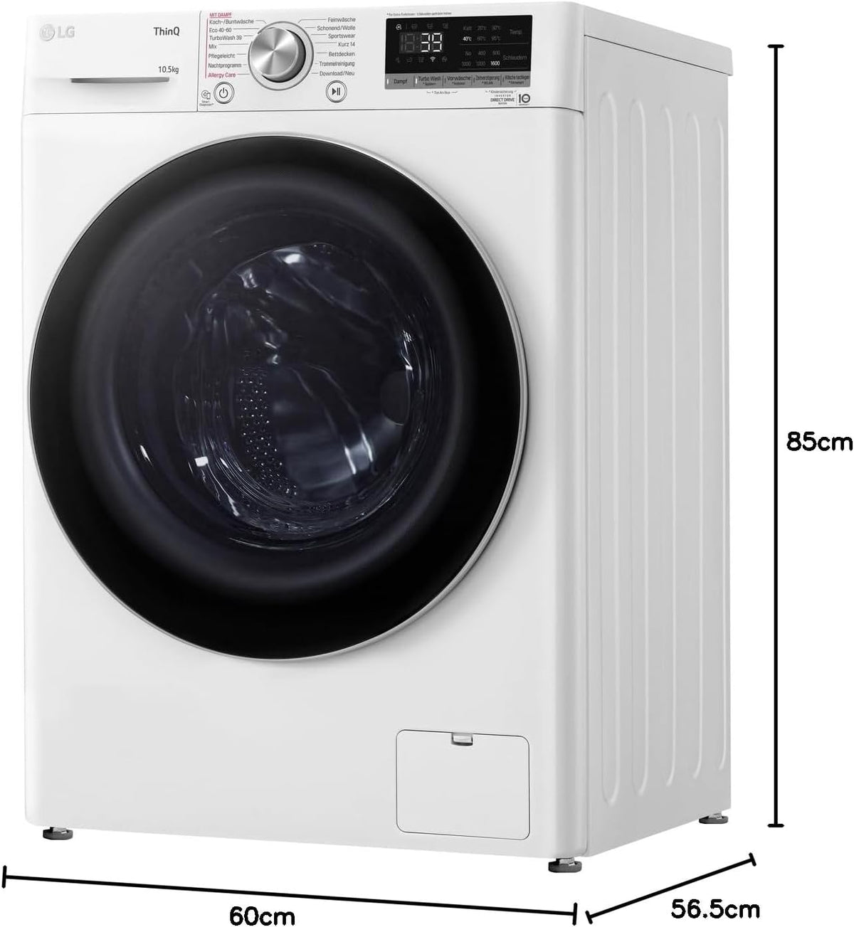 2026 LG F4WV7080, Klasse A, Frontlader-Waschmaschine 8 kg, 1400 U/Min, AI Direct Drive, Wi-Fi, Tiefenreinigung mit Dampf, Groe Kapazitt, TRIPLE A, Auentür aus Sicherheitsglas, 62 x 60 x 85 cm Wei