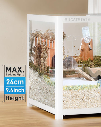 2026 BUCATSTATE Hamsterkäfig 3,0: Metall Rattenkäfig Kleintierkäfig Groß Stapelbar mit Einfacher Montage 120L x 60W x 62H cm für Nager, Mäuse, Zwerghamster (0,72m², Weiß)