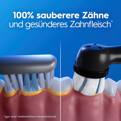 2026 Oral-B iO Series 3 Elektrische Zahnbürste, Doppelpack, Schwarz/Rosa | Inkl. 4 Aufsteckbürsten, GUT GETESTET von STIFTUNG WARENTEST, Electric Toothbrush mit 3 Putzmodi für Zahnpflege