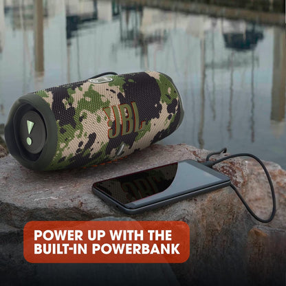 2026 JBL Charge 5 Bluetooth-Lautsprecher in Schwarz – Wasserfeste, portable Boombox mit integrierter Powerbank – Eine Akku-Ladung für bis zu 20 Stunden kabellosen Musikgenuss