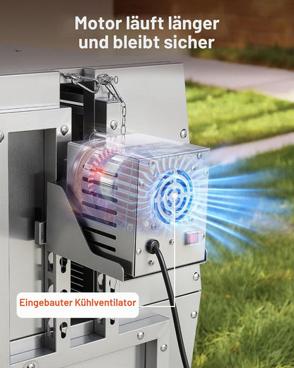 2026 VEVOR Drehspießgrill 38 W Spanferkelgrill Lammgrill Holzkohlegrill (132 cm Grilllänge) mit 60 kg Tragkraft & Rädern & 4-facher Höhenverstellung & Deckel, Edelstahl-Elektrogrill-Set für Camping