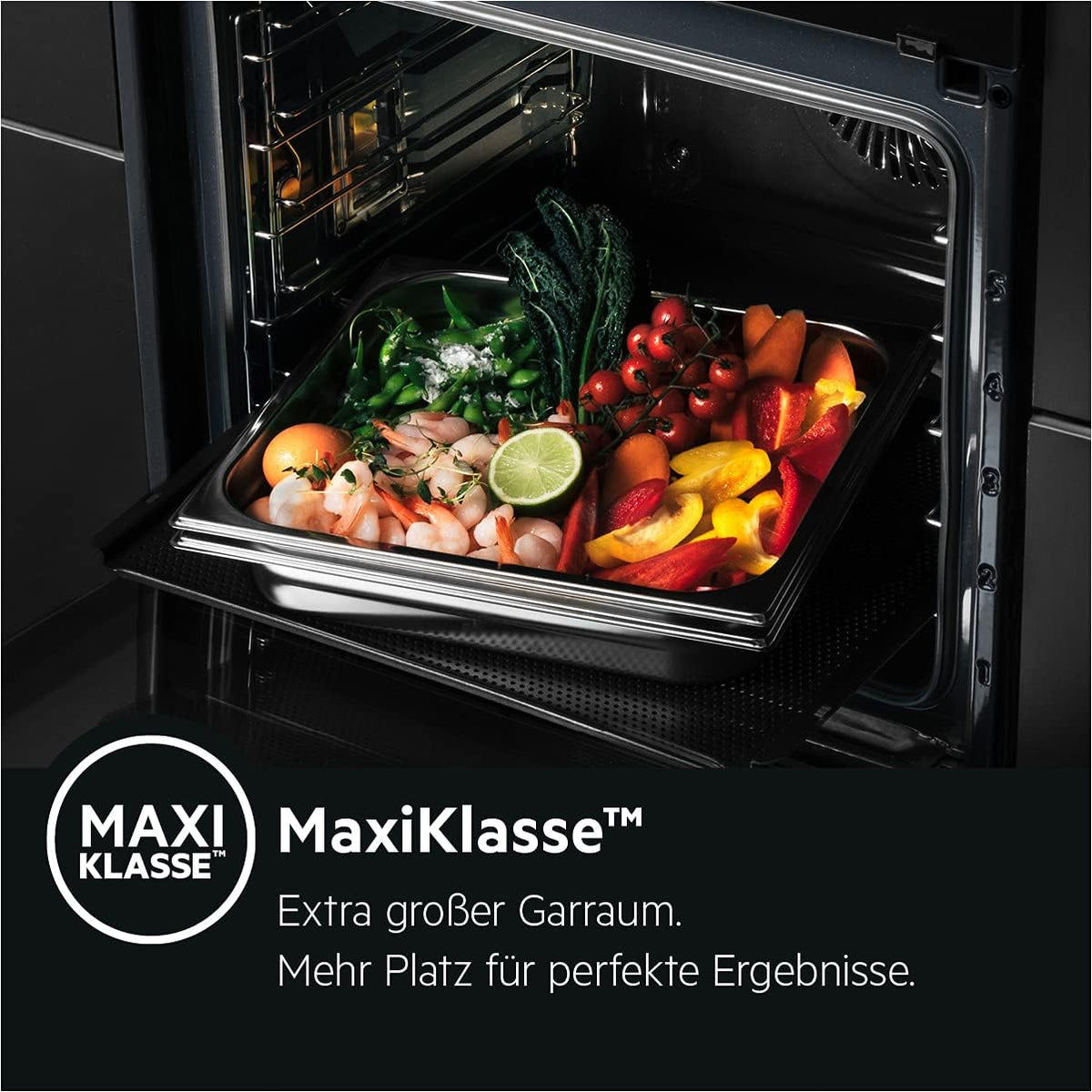 2026 AEG Einbaubackofen – Serie 5 Ringheißluft: Gleichmäßige Garergebnisse auf 3 Ebenen – Pyrolyse Selbstreinigung – 25 Automatikprogramme – LED-Touchdisplay – Schnellaufheizung – Schwarz – BPE53516AB
