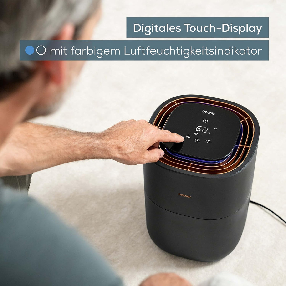 2026 Beurer LB 300 Plus Luftbefeuchter, TESTSIEGER Stiftung Warentest, mit energieeffizienter Kaltverdunstungstechnologie, farbiger Luftfeuchtigkeitsindikator, Filtertrocknungsfunktion, Räume bis ca. 45m²