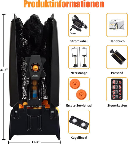 2026 Tischtennis Roboter, Tischtennis Roboter Ballmaschine mit Netz und neun verschiedenen rotierenden Bällen, für das persönliche Training, kein manuelles Ballaufsammeln erforderlich
