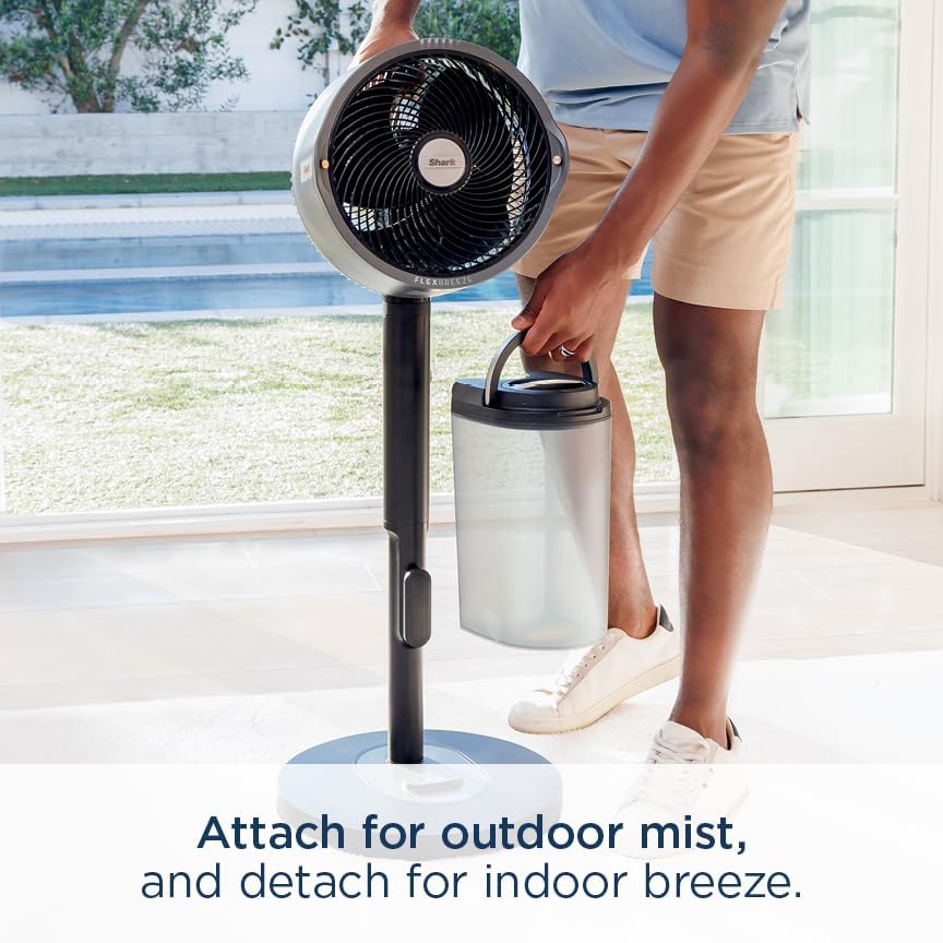 2026 Shark FlexBreeze Pro Nebelventilator – Indoor & Outdoor, Integriertes Nebel, Sockel auf Tischplatte, kabelgebunden oder kabellos, bis zu 24 Stunden Akku, oszillierend, Anthrazit, FA302 (Version 2025)
