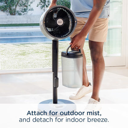 2026 Shark FlexBreeze Pro Nebelventilator – Indoor & Outdoor, Integriertes Nebel, Sockel auf Tischplatte, kabelgebunden oder kabellos, bis zu 24 Stunden Akku, oszillierend, Anthrazit, FA302 (Version 2025)