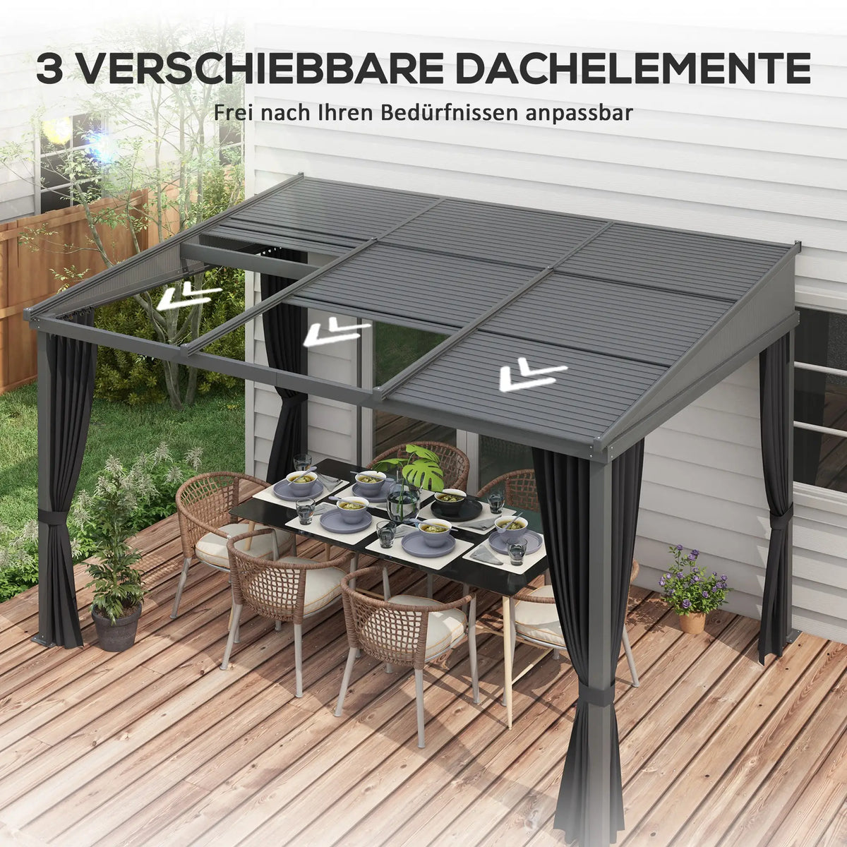 2026 Outsunny Pergola Schiebedach Metallüberdachung