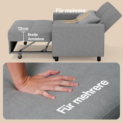 2026 Bealife Relaxsessel, Schlafsessel mit Verstellbarer Rückenlehne, Fernsehsessel, Klappbares Schlafsofa, Relaxsessel fürs Wohnzimmer,Schlafzimmer (Hellgrau)