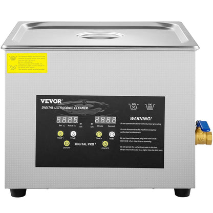 2026 VEVOR 15 L Ultraschallreiniger (600 W Heizung, 360 W Ultraschall) Professioneller digitaler Labor-Ultraschall-Teilereiniger mit Heizungstimer für die Reinigung von Glaszahninstrumenten
