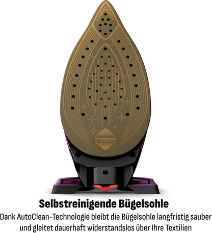 2026 Tefal Express Vision, leistungsstarker 6,9-Bar-Druck, Dampfstoß: 480g/Min., Smart Temp-Technologie, LED Beleuchtung, abnehmbarer Kalk-Kollektor, Eco-Modus, 1,8 L Wassertank, lila/schwarz, SV8152