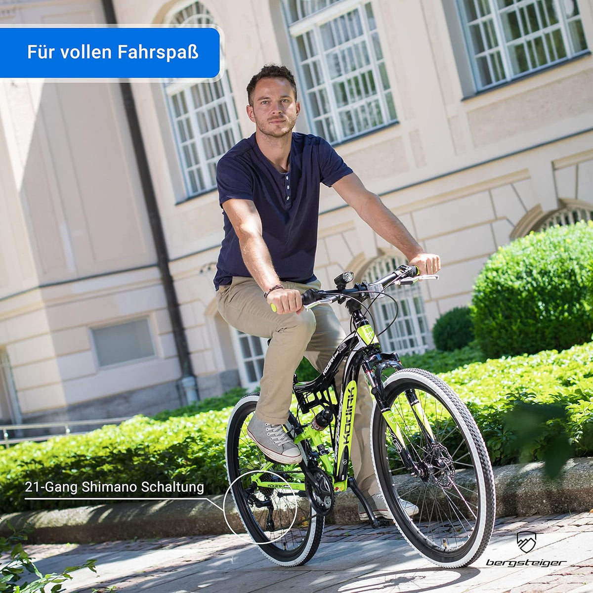 2026 Bergsteiger Kodiak 26 Zoll, 29 Zoll Mountainbike, Scheibenbremse, Shimano 21 Gang-Schaltung, Vollfederung, Fully MTB für Jungen, Mädchen, Damen & Herren