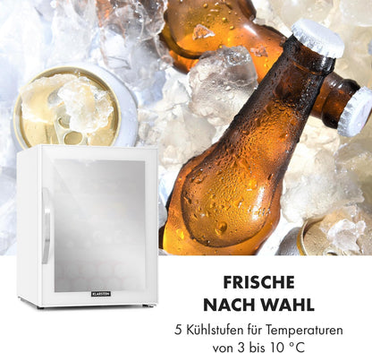 2026 Klarstein Mini Kühlschrank mit Glastür für Zimmer, Getrnkekühlschrank mit Verstellbaren Ablagen, Kleiner 80 Liter, Indoor/Outdoor Kühlschrank Leise
