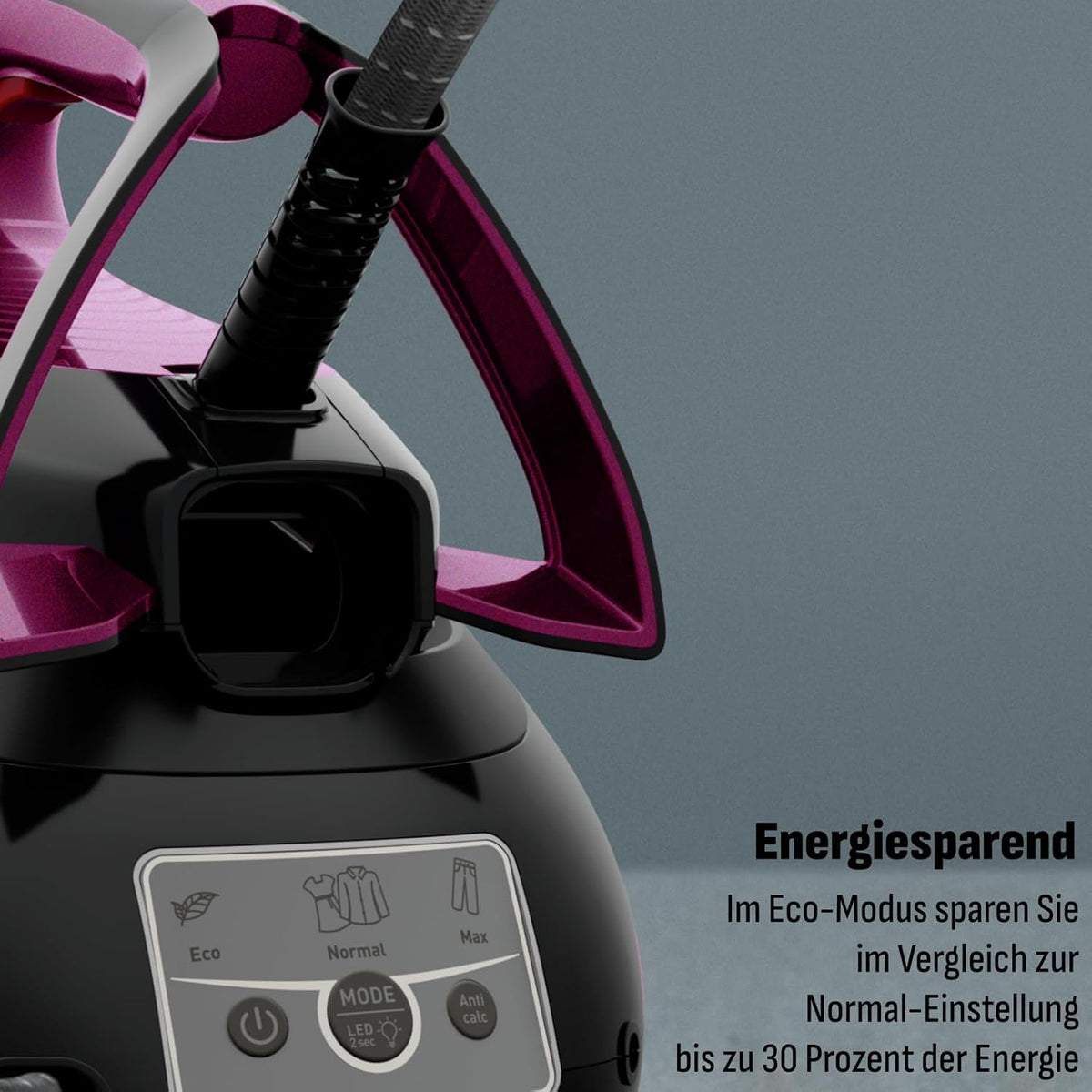 2026 Tefal Express Vision, leistungsstarker 6,9-Bar-Druck, Dampfstoß: 480g/Min., Smart Temp-Technologie, LED Beleuchtung, abnehmbarer Kalk-Kollektor, Eco-Modus, 1,8 L Wassertank, lila/schwarz, SV8152