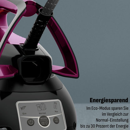 2026 Tefal Express Vision, leistungsstarker 6,9-Bar-Druck, Dampfstoß: 480g/Min., Smart Temp-Technologie, LED Beleuchtung, abnehmbarer Kalk-Kollektor, Eco-Modus, 1,8 L Wassertank, lila/schwarz, SV8152