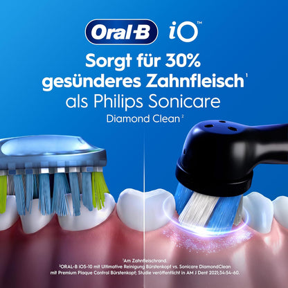2026 Oral-B iO Series 3 Elektrische Zahnbürste, Doppelpack, Schwarz/Rosa | Inkl. 4 Aufsteckbürsten, GUT GETESTET von STIFTUNG WARENTEST, Electric Toothbrush mit 3 Putzmodi für Zahnpflege