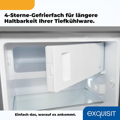 2026 Exquisit Kühlschrank mit Gefrierfach, 120 Liter, 4-Sterne-Gefrierfach, Kühlschrank freistehend, KS516-4-H-010D weiss