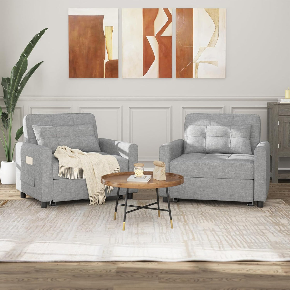 2026 Bealife Relaxsessel, Schlafsessel mit Verstellbarer Rückenlehne, Fernsehsessel, Klappbares Schlafsofa, Relaxsessel fürs Wohnzimmer,Schlafzimmer (Hellgrau)