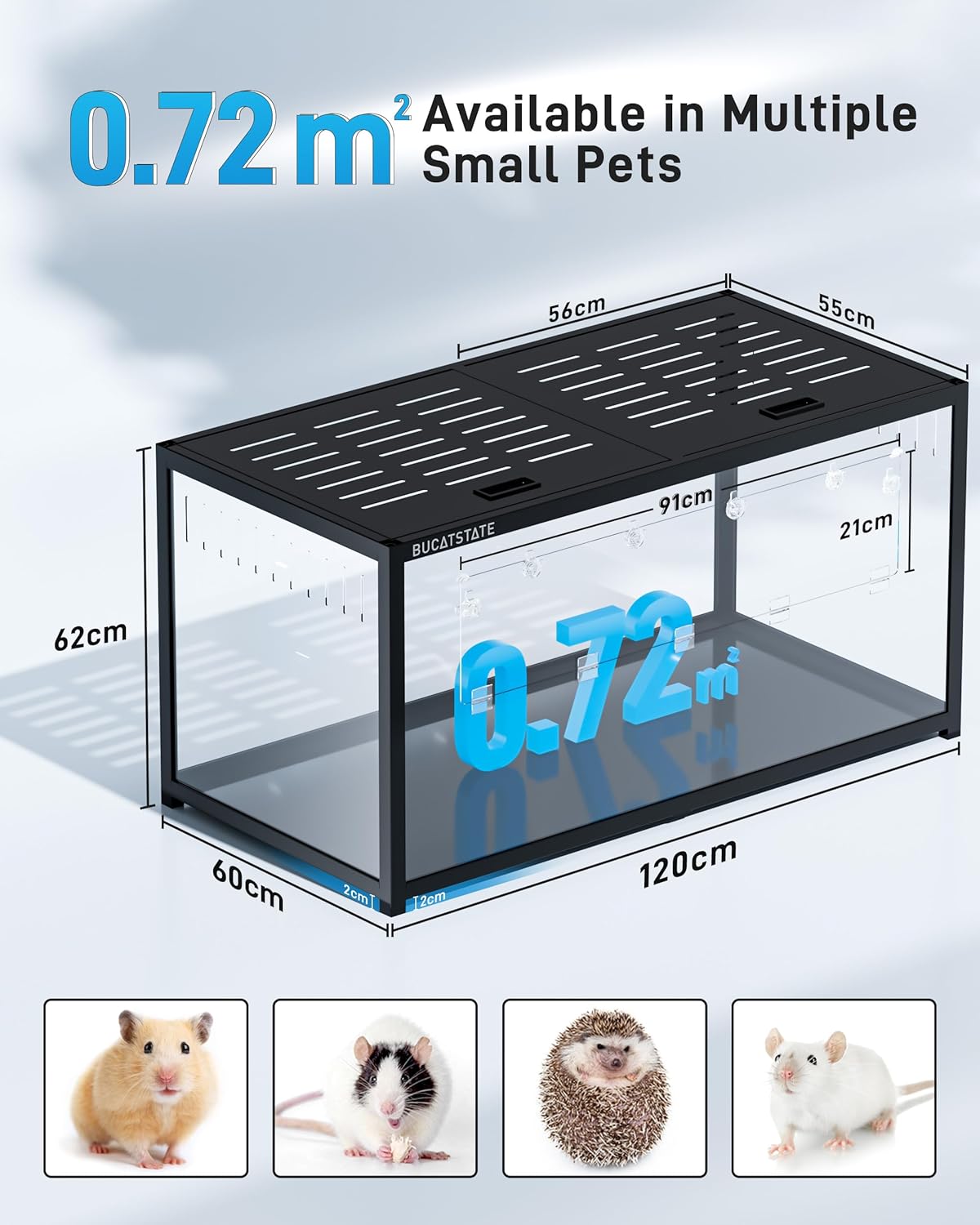 2026 BUCATSTATE Hamsterkäfig 3,0: Metall Rattenkäfig Kleintierkäfig Groß Stapelbar mit Einfacher Montage 120L x 60W x 62H cm für Nager, Mäuse, Zwerghamster (0,72m², Weiß)