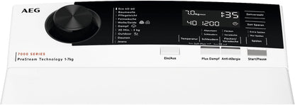 2026 AEG LTR7A71370 Waschmaschine Toplader / Serie 7000 mit ProSteam / ProSteam - Auffrischfunktion / 7,0 kg / Leise / Mengenautomatik / Nachlegefunktion / Wasserstopp / 1300 U/min