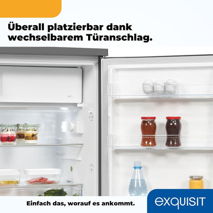 2026 Exquisit Kühlschrank mit Gefrierfach, 120 Liter, 4-Sterne-Gefrierfach, Kühlschrank freistehend, KS516-4-H-010D weiss