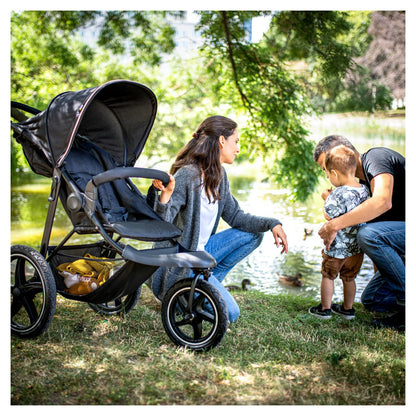 2026 hauck Kinderwagen Runner 2, Dreirad Buggy mit XL Lufträder für Kinder bis 22 kg, UV-Schutz 50+, Belüftungsfenster, Höhenverstellbar, Faltbar, XL Korb bis 3 kg, Liegefunktion (Black)