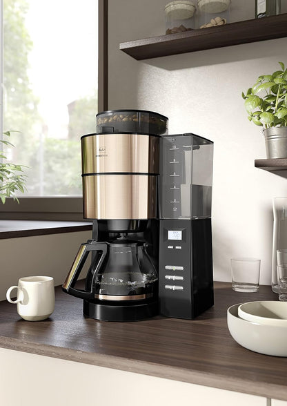 2026 Melitta AromaFresh - Filterkaffeemaschine - mit Glaskanne - integriertes Mahlwerk - Timer Funktion - 10 Tassen - Pure Black