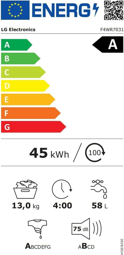 2026 LG F4WV7080, Klasse A, Frontlader-Waschmaschine 8 kg, 1400 U/Min, AI Direct Drive, Wi-Fi, Tiefenreinigung mit Dampf, Groe Kapazitt, TRIPLE A, Auentür aus Sicherheitsglas, 62 x 60 x 85 cm Wei
