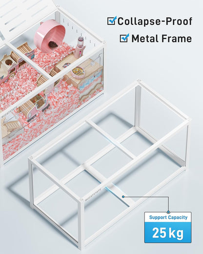 2026 BUCATSTATE Hamsterkäfig 3,0: Metall Rattenkäfig Kleintierkäfig Groß Stapelbar mit Einfacher Montage 120L x 60W x 62H cm für Nager, Mäuse, Zwerghamster (0,72m², Weiß)