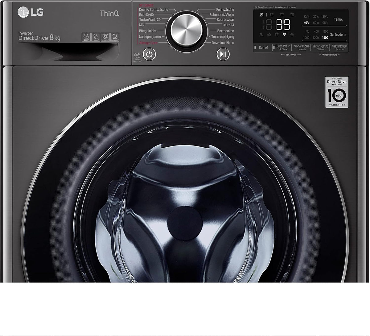 2026 LG F4WV7080, Klasse A, Frontlader-Waschmaschine 8 kg, 1400 U/Min, AI Direct Drive, Wi-Fi, Tiefenreinigung mit Dampf, Groe Kapazitt, TRIPLE A, Auentür aus Sicherheitsglas, 62 x 60 x 85 cm Wei