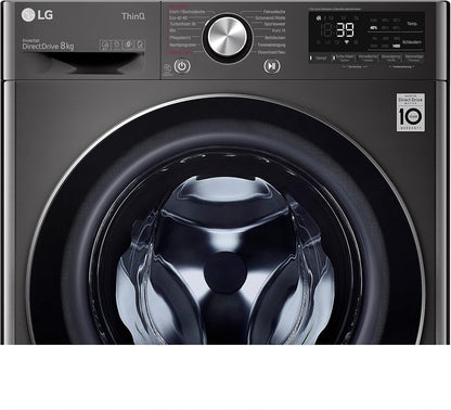 2026 LG F4WV7080, Klasse A, Frontlader-Waschmaschine 8 kg, 1400 U/Min, AI Direct Drive, Wi-Fi, Tiefenreinigung mit Dampf, Groe Kapazitt, TRIPLE A, Auentür aus Sicherheitsglas, 62 x 60 x 85 cm Wei