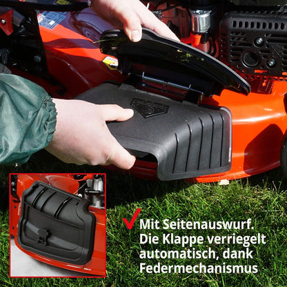 2026 HECHT 5-IN-1 Benzin Rasenmäher – leistungsstarker 4 Takt Eco Motor 4,4 kW (6,0 PS) – Elektrostart – 53 cm Schnittbreite – 75 l Fangkorb – Radantrieb – patentierte Räder – Mulchmäher