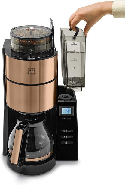 2026 Melitta AromaFresh - Filterkaffeemaschine - mit Glaskanne - integriertes Mahlwerk - Timer Funktion - 10 Tassen - Pure Black