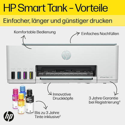 2026 HP Smart Tank 7605 4-in-1 Multifunktionsdrucker (WLAN; Duplex; ADF) – 3 Jahre Tinte inklusive, 3 Jahre Garantie, großer Tintentank, hohe Reichweite, Drucken in hoher Qualität